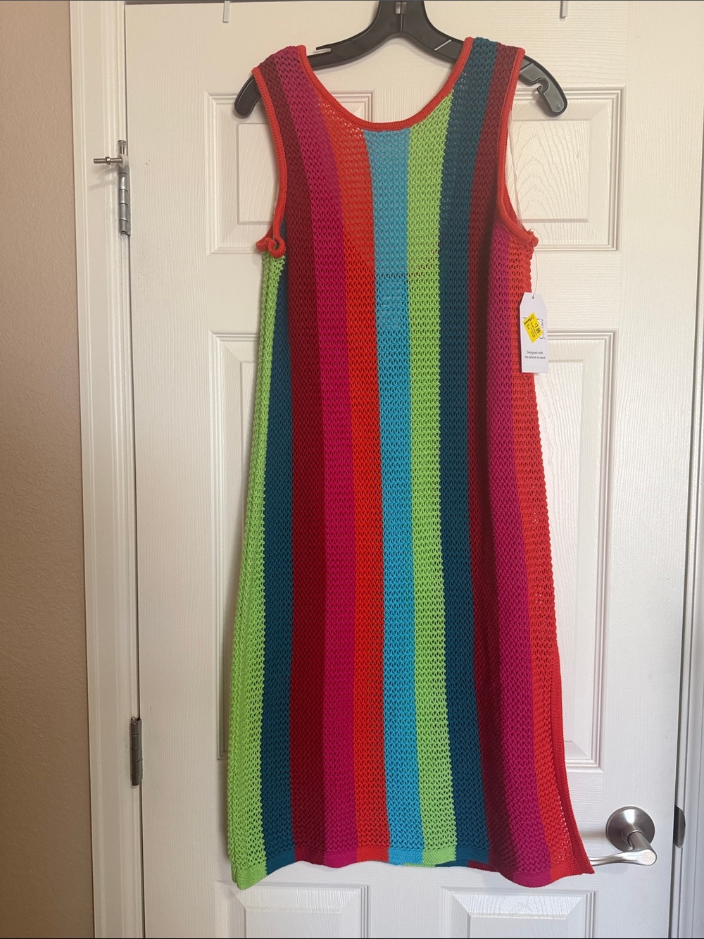 Time & True Rainbow Stripe Knit Cover Up - Multicolor